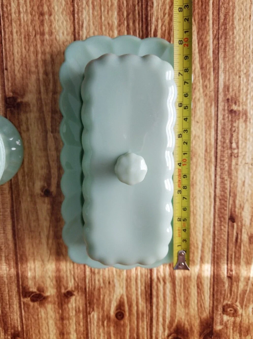 Pioneer Woman Timeless Beauty Jade Green Glass Butter Dish and Creamer Set